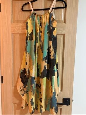 W118 by Walter Baker Abstract Watercolor Halter Sundress Size 0